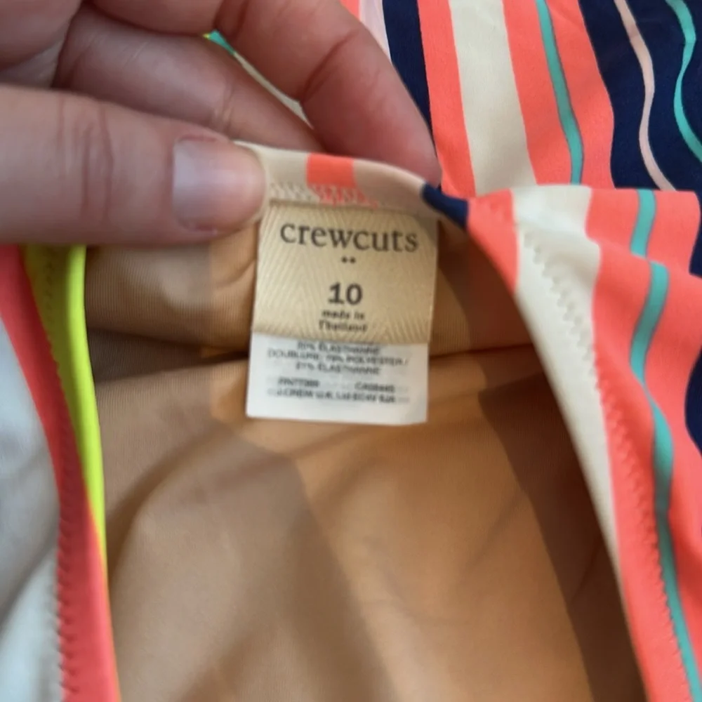 Crewcuts ruffle one piece in pink stripe